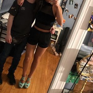 Black Halter top w/ mesh